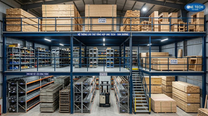 kệ sàn mezzanine cho xưởng gỗ và kho vật tư tại Sơn Dương