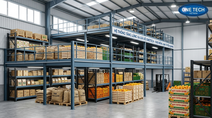 kệ sàn mezzanine lưu trữ nông sản tại Tuyên Quang