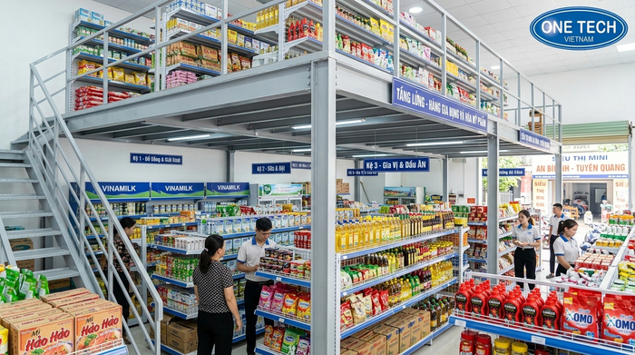 kệ sàn mezzanine cho siêu thị mini tại Tuyên Quang
