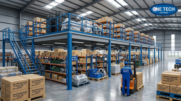 kệ sàn mezzanine tăng diện tích lưu trữ trong nhà kho