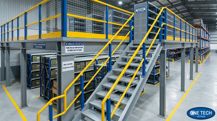 lan can và cầu thang kệ sàn mezzanine đảm bảo an toàn