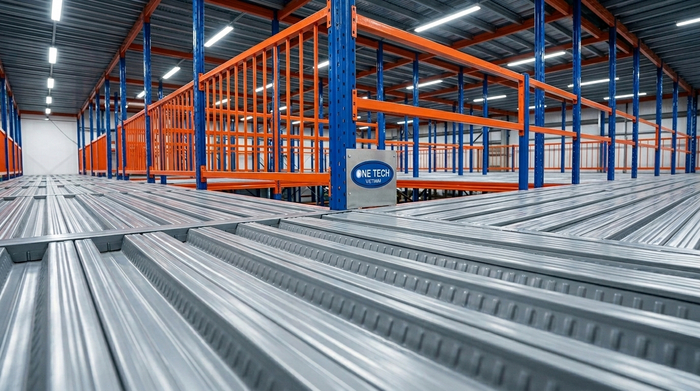 mặt sàn tôn gân cho kệ mezzanine chịu tải tốt