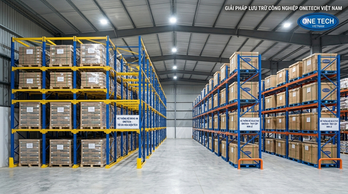 So sánh kệ drive in và kệ Selective So sánh kệ drive in và kệ Selective trong kho pallet