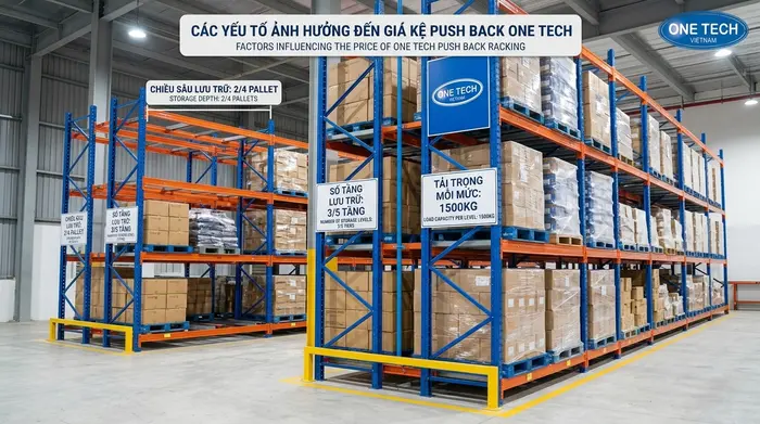 Báo giá kệ push back Tuyên Quang theo kích thước tải trọng và số tầng