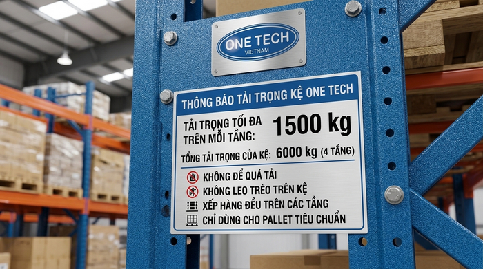 Biển tải trọng an toàn cho hệ thống kệ kho trung chuyển Biển tải trọng an toàn cho kệ kho trung chuyển