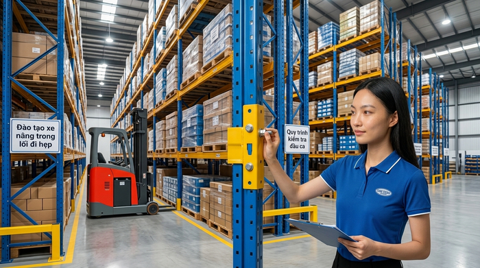 Đào tạo vận hành kệ Narrow Aisle Đào tạo quy trình vận hành kệ Narrow Aisle an toàn trong kho