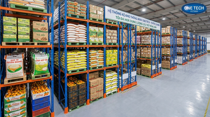Kệ Double Deep Tuyên Quang lưu trữ pallet nông sản trong kho