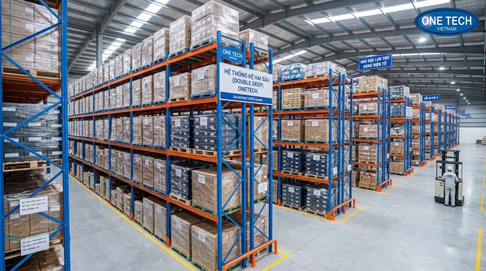 Kệ Double Deep Tuyên Quang do OneTech tư vấn và lắp đặt cho kho pallet