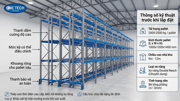 Thông số kỹ thuật cần tính khi lắp kệ Double Deep Tuyên Quang