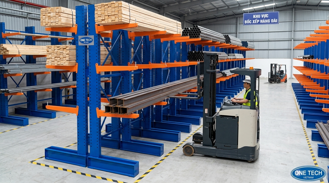 Xe nâng xuất nhập hàng trên kệ tay đỡ Tuyên Quang
