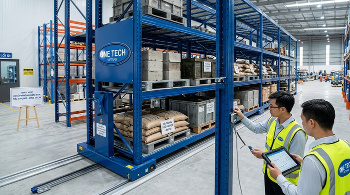Kiểm tra tải trọng kệ Mobile Rack trước khi nghiệm thu