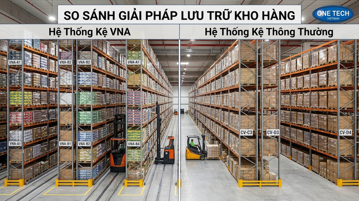 So sánh mật độ lưu trữ kệ Narrow Aisle So sánh mật độ lưu trữ của kệ Narrow Aisle và kệ pallet thông thường