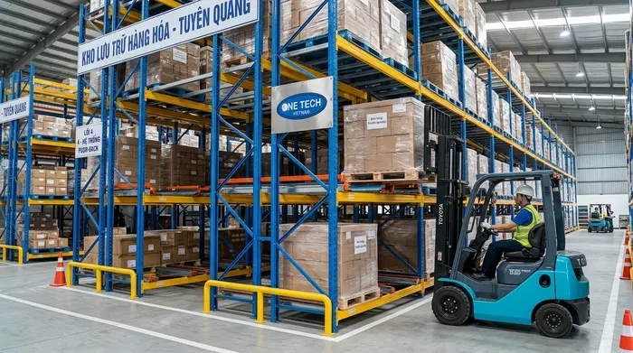 Vận hành kệ push back an toàn bằng xe nâng trong kho Tuyên Quang