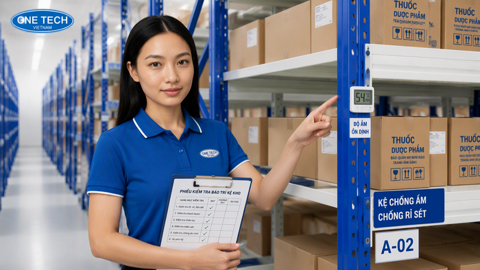 Bảo trì kệ kho dược phẩm chống ẩm và chống rỉ