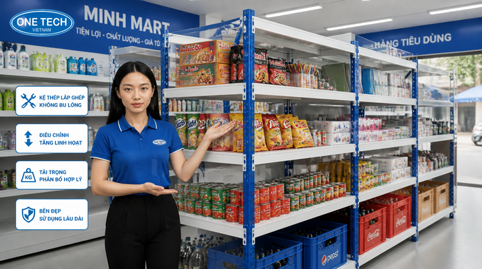 Kệ sắt lắp ghép nhẹ cho siêu thị mini tại Tuyên Quang