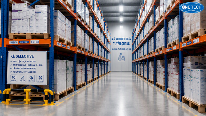 Kệ Selective cho kho dược phẩm dùng pallet tại Tuyên Quang