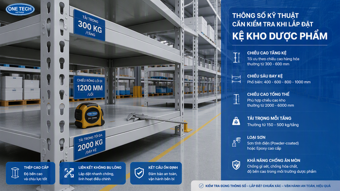 Thông số kỹ thuật cần kiểm tra khi lắp kệ kho dược phẩm