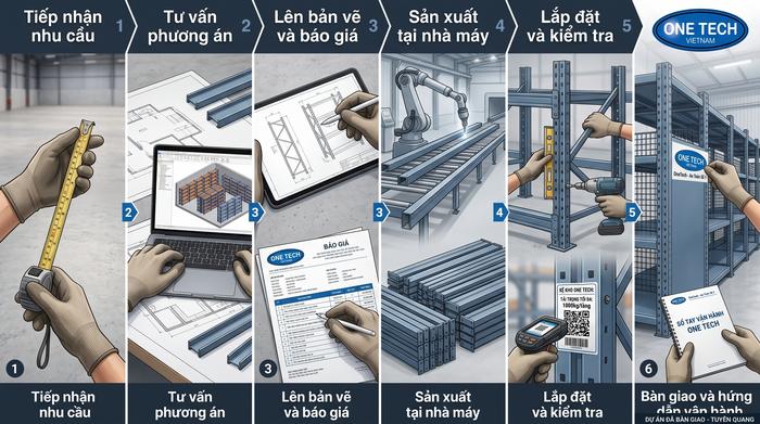 Khảo sát, sản xuất, lắp đặt và bàn giao kệ kho FMCG Quy trình lắp đặt và bàn giao kệ kho FMCG Tuyên Quang